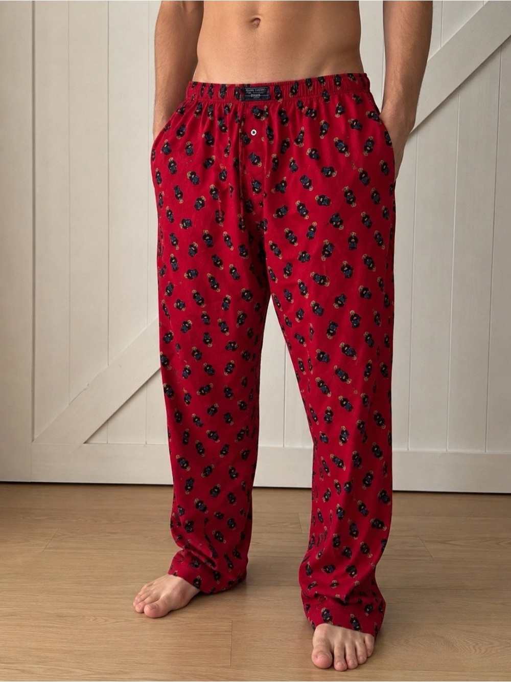 Men’s Polo by Ralph Lauren Red Teddy Bear Printed Classic Lounge PJ Pants sz L